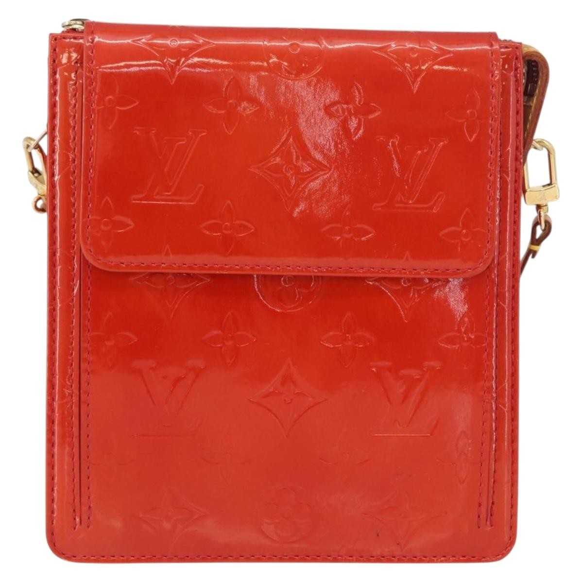 Louis Vuitton Mott Handbag Monogram Vernis Red Patent_Leather Clutche & Pouche Bag