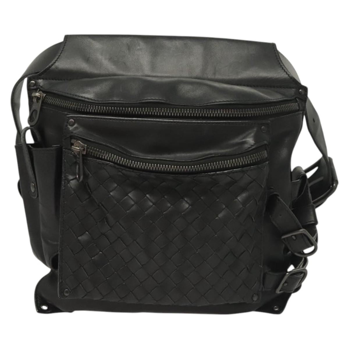 Bottega Veneta Utility Waist Bag Leather With Intrecciato Black Leather Bag