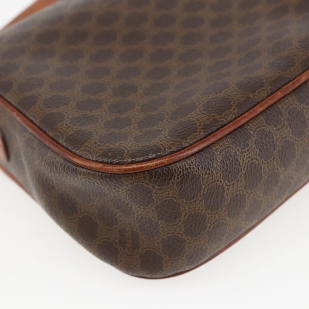 Celine Vintage Macadam Shoulder Bag Canvas And Leather Brown Canvas Shoulder Bag Bag