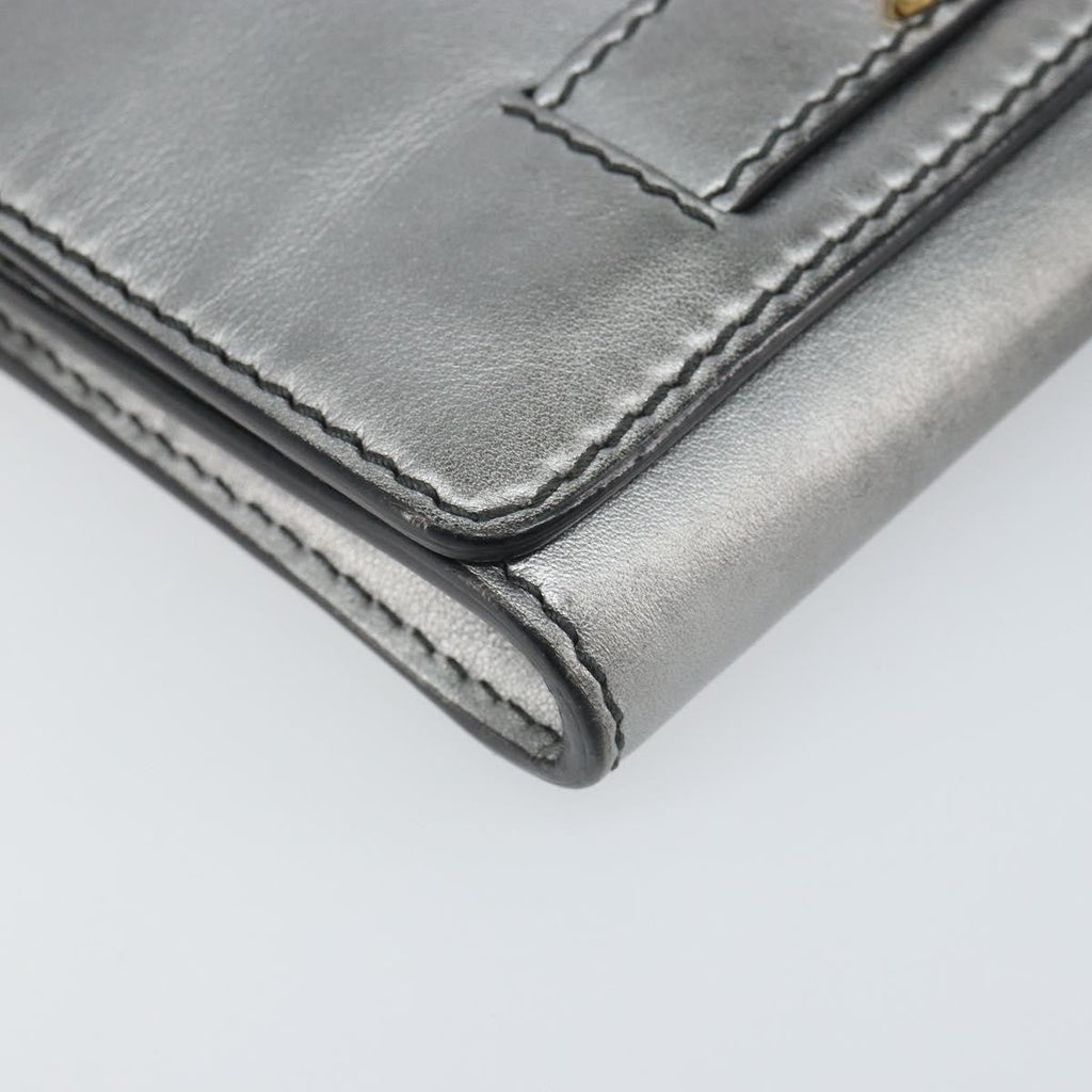 Christian Dior J'adior Croisiere Chain Wallet Leather Silver Leather Clutche & Pouche Bag (Pre-Owned)