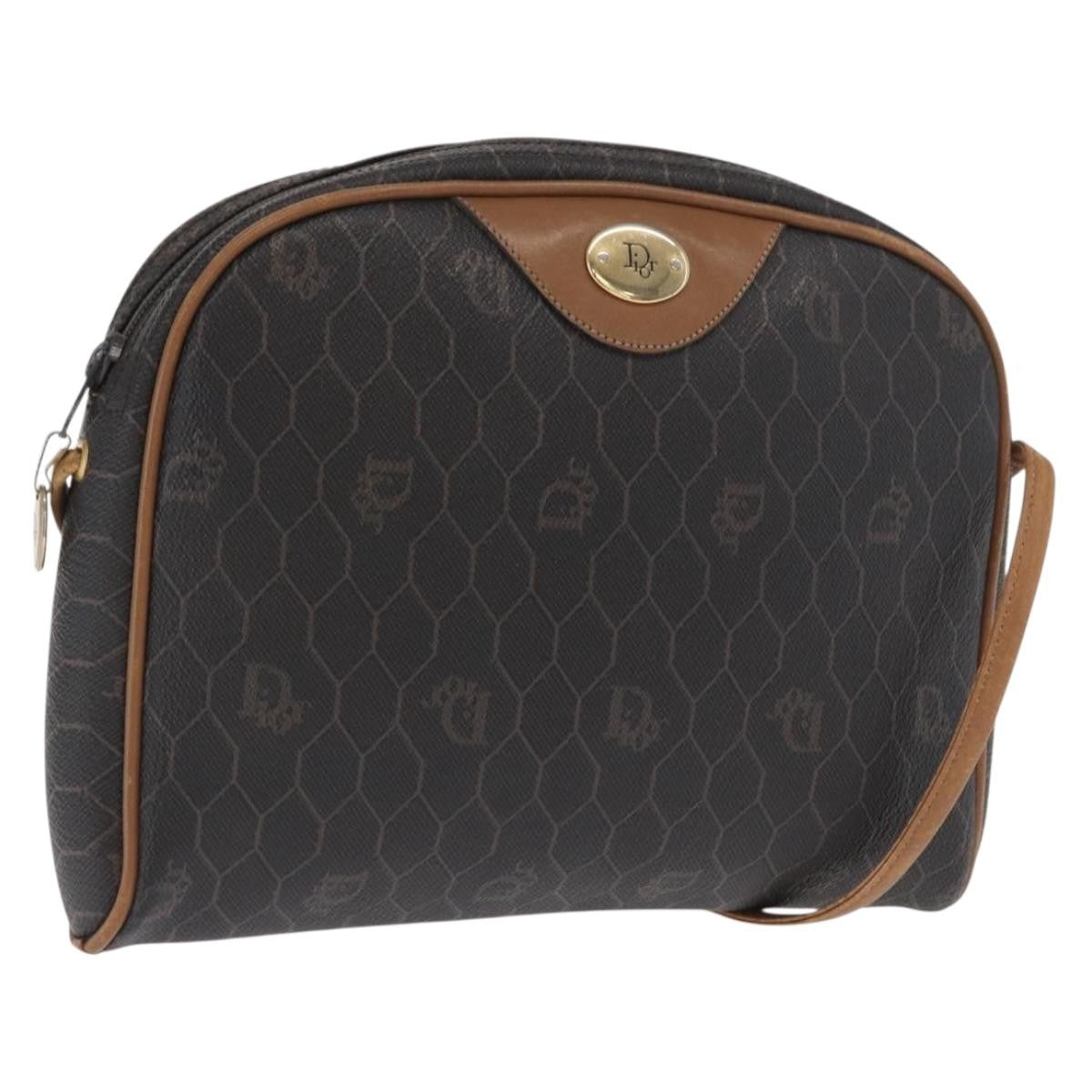 Christian Dior Vintage Honeycomb Shoulder Bag Canvas And Leather Black Canvas Shoulder Bag Bag (Pre-Owned)