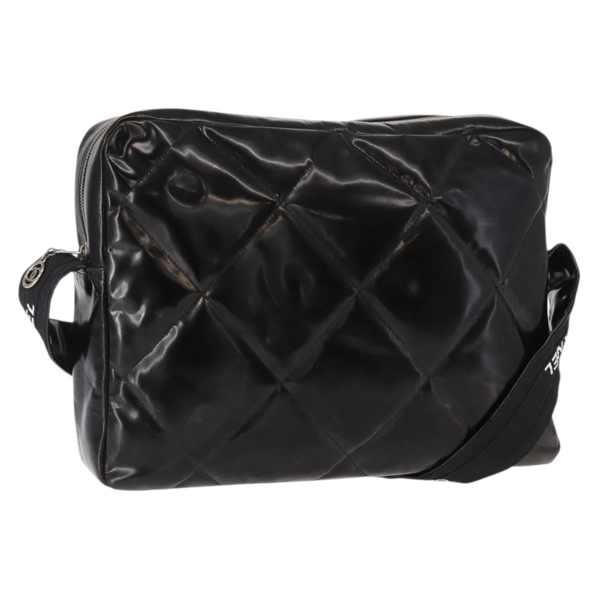 Chanel Vintage Shoulder Bag Enamel Black Patent_Leather Shoulder Bag Bag