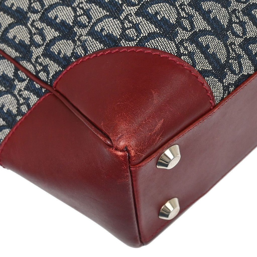 Christian Dior Vintage Trotter Zip Tote Diorissimo Canvas Navy Canvas Tote Bag Bag (Pre-Owned)