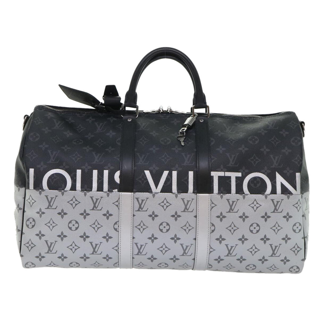 Louis Vuitton Keepall Bandouliere Bag Monogram Eclipse Split Canvas Black Canvas Bag