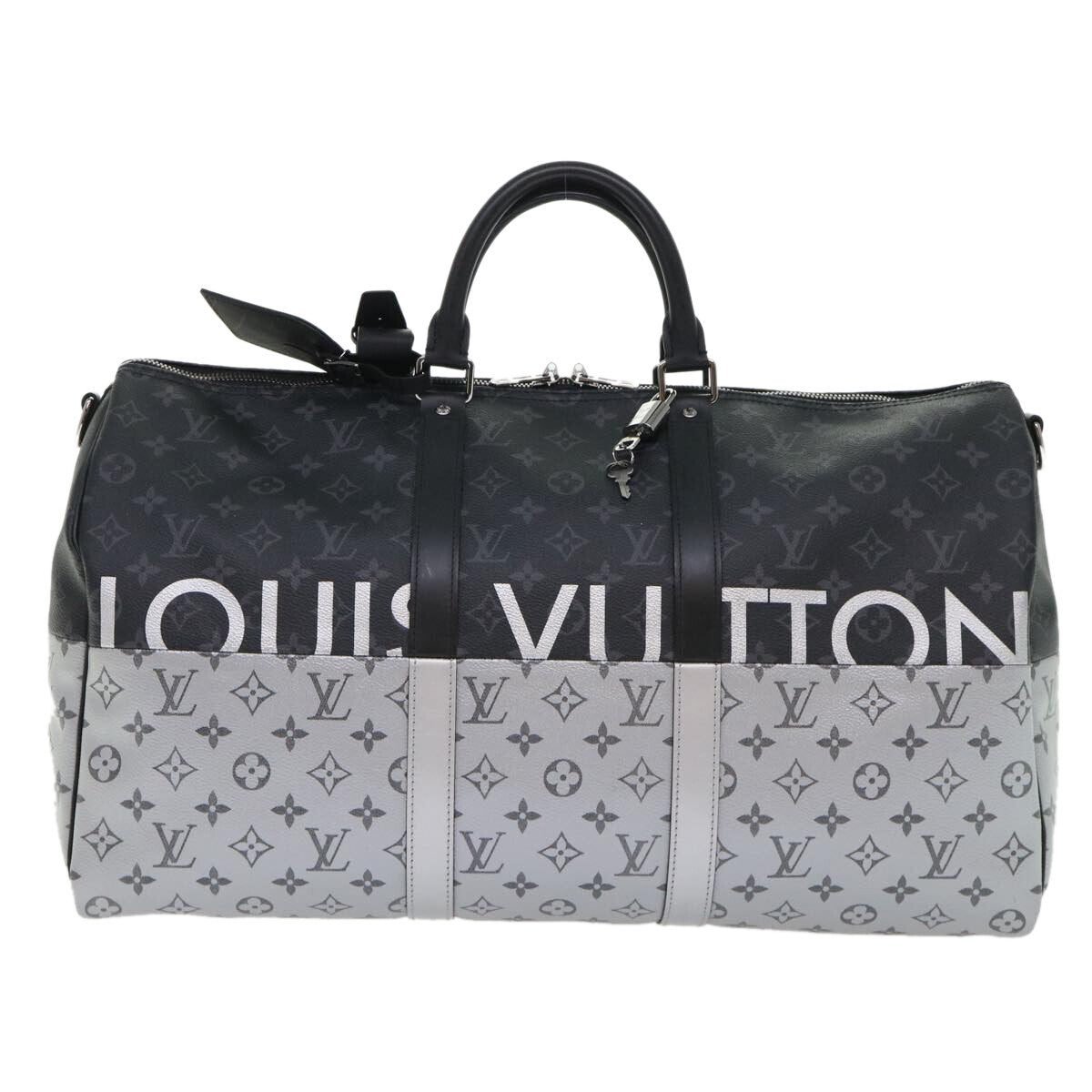 Louis Vuitton Keepall Bandouliere Bag Monogram Eclipse Split Canvas Black Canvas Bag