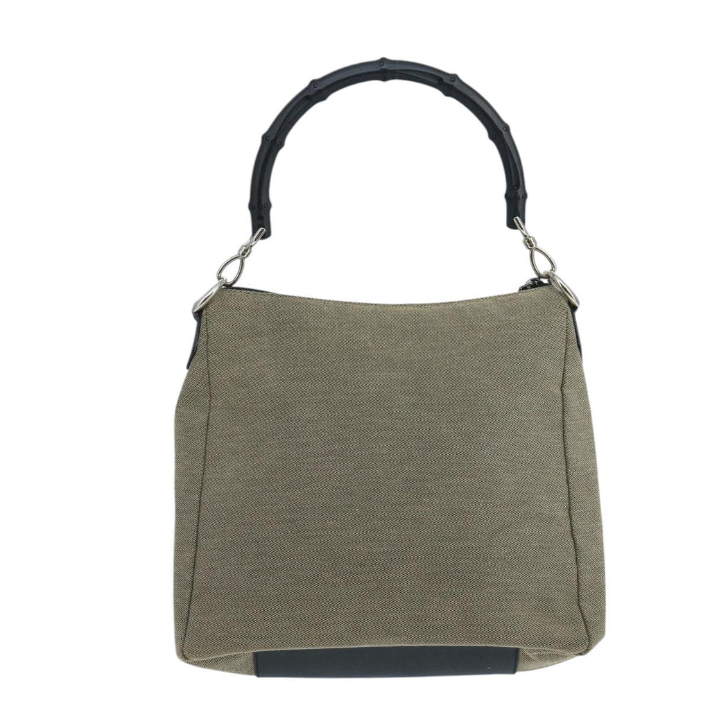 Gucci Vintage Bamboo Shoulder Bag Canvas Beige Canvas Shoulder Bag Bag (Pre-Owned)