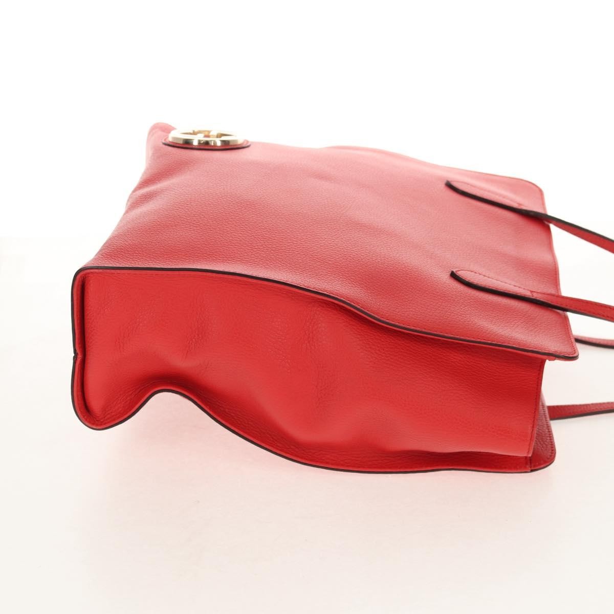 Gucci Grand Prix Interlocking Gg Tote Grainy Leather Red Leather Tote Bag Bag (Pre-Owned)