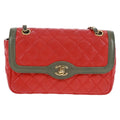 Chanel Two Tone Flap Bag Quilted Lambskin Red Leather Shoulder Bag Bag