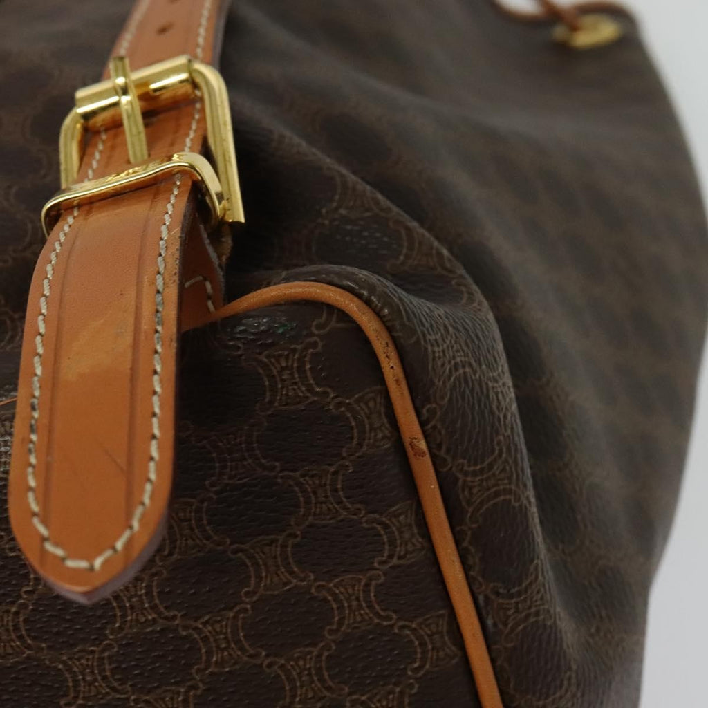 Celine Vintage Macadam Backpack Canvas And Leather Brown Pvc Backpack Bag