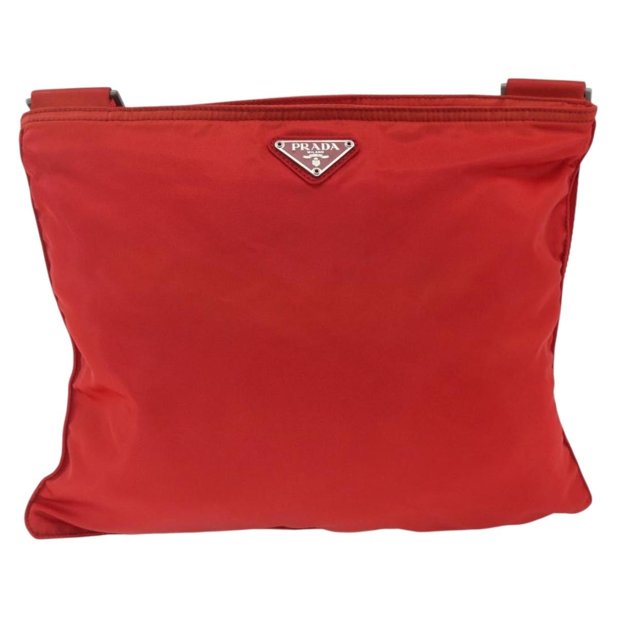 Prada Zip Top Messenger Bag Tessuto Red Nylon Shoulder Bag Bag