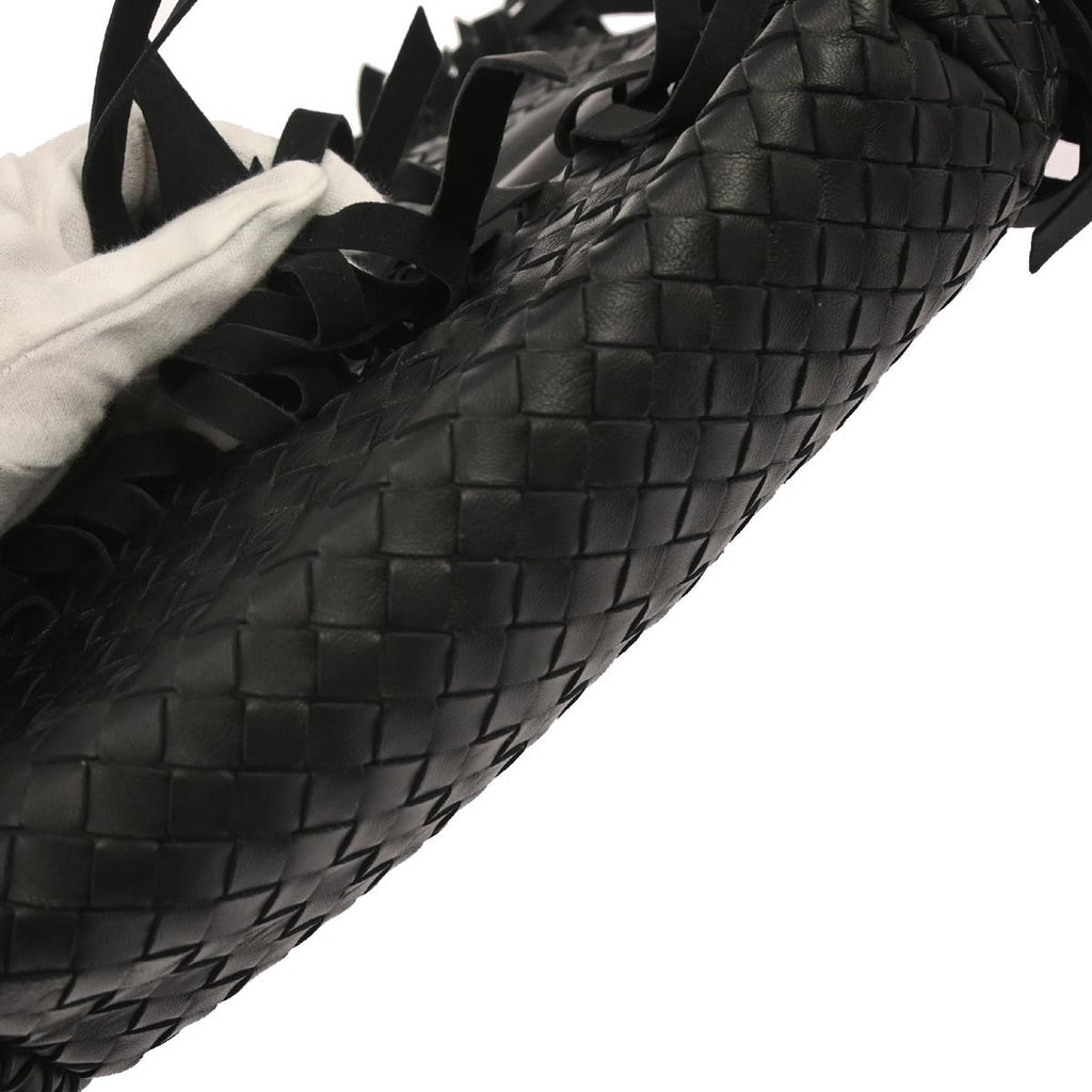 Bottega Veneta Fringe Belt Tote Intrecciato Nappa Black Leather Tote Bag Bag