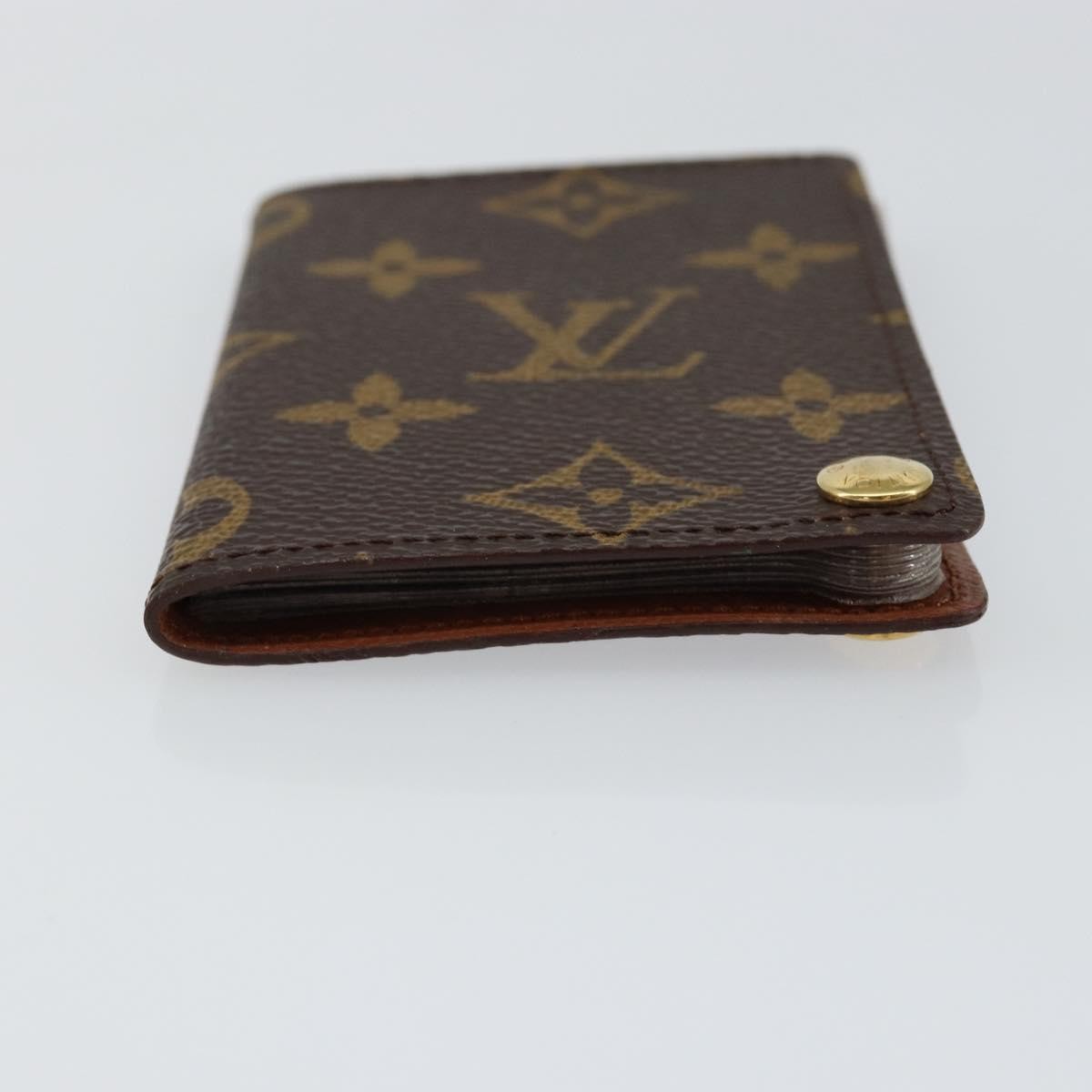 Louis Vuitton Porte Cartes Pression Card Case Monogram Canvas Brown Canvas Card Holders Accessory