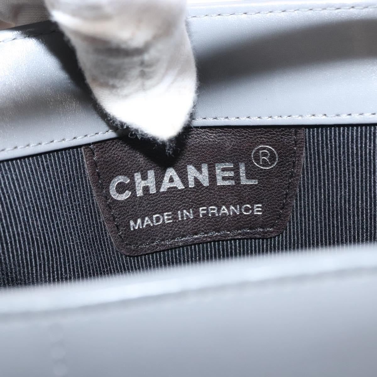 Chanel Vintage Chocolate Bar Metal Ring Tote Quilted Lambskin Gray Leather Tote Bag Bag