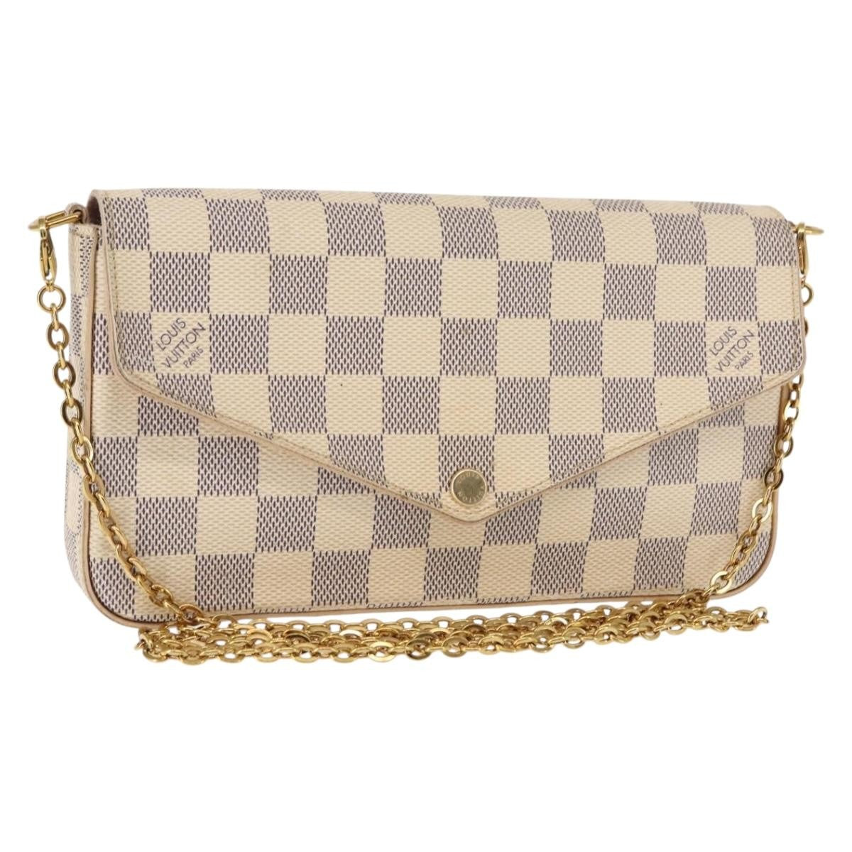 Louis Vuitton Felicie Pochette Damier White Canvas Clutche & Pouche Bag