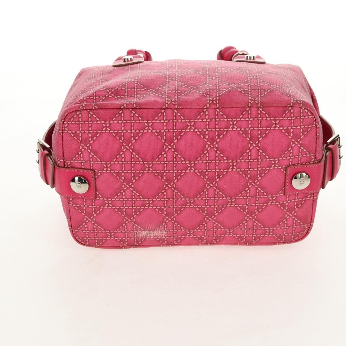 Christian Dior Cannage Handbag Canvas Pink Canvas Handbag (Pre-Owned)