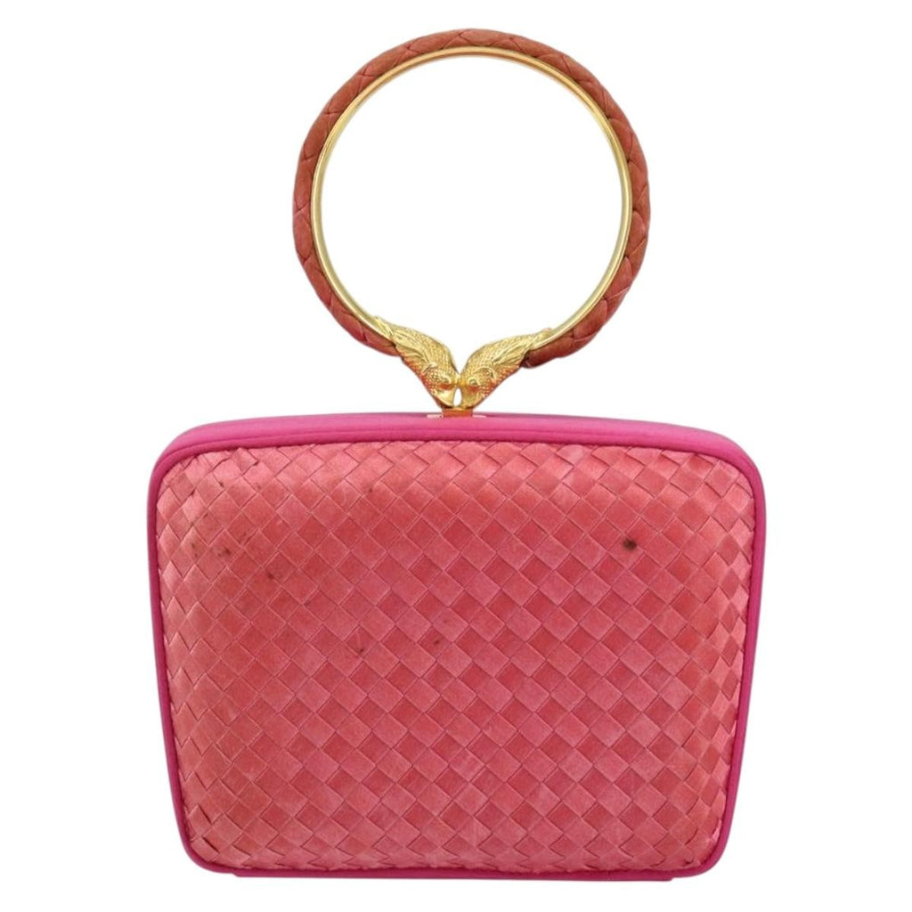 Bottega Veneta Intrecciato Clutch Bag Satin Pink Satin Clutche & Pouche Bag