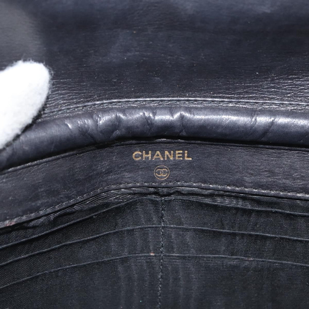 Chanel Vintage Cc Wallet On Chain Patent Black Patent_Leather Shoulder Bag Bag