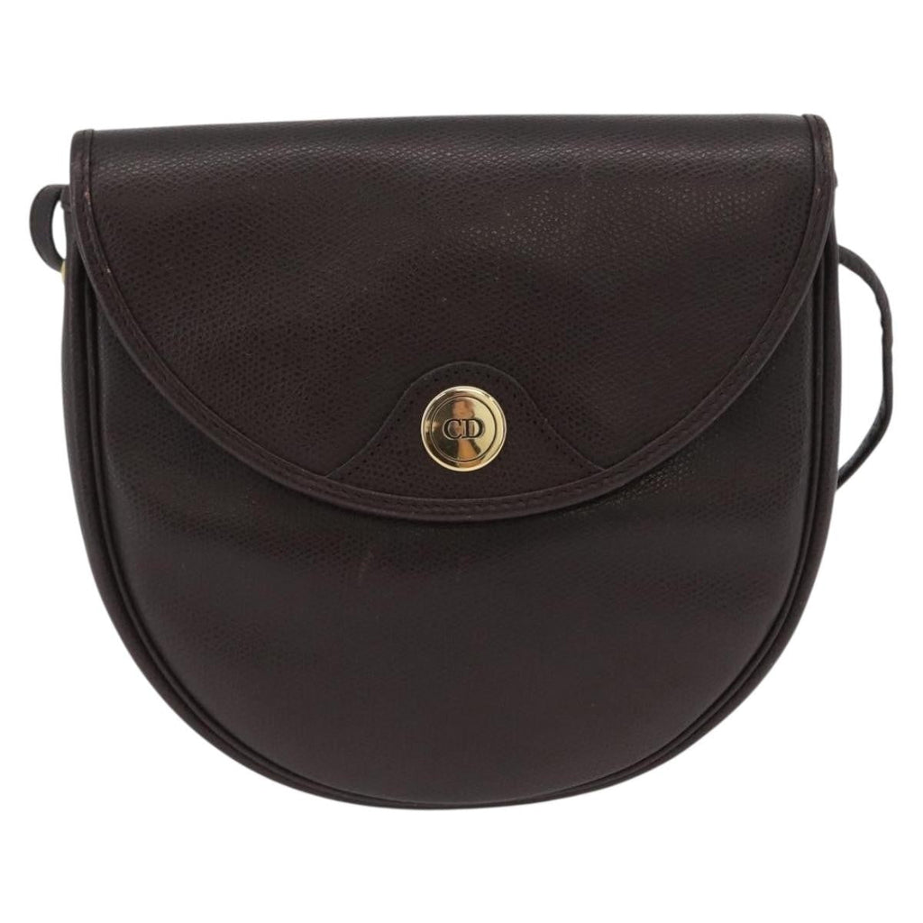 Christian Dior Vintage Cd Logo Shoulder Bag Leather Brown Leather Shoulder Bag Bag (Pre-Owned)