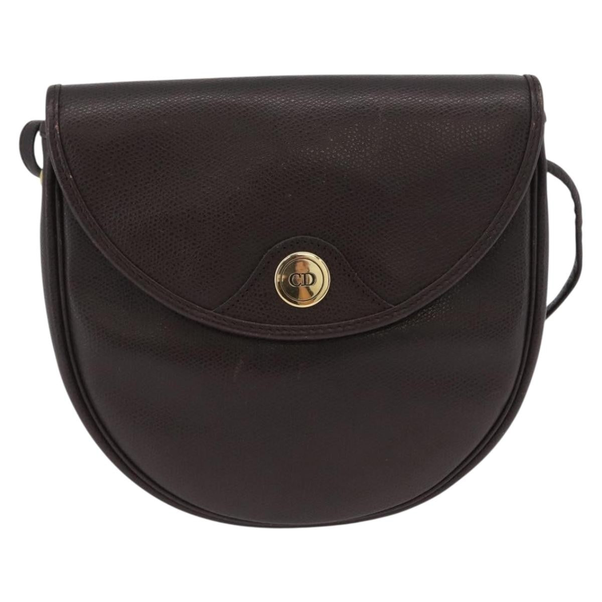 Christian Dior Vintage Cd Logo Shoulder Bag Leather Brown Leather Shoulder Bag Bag (Pre-Owned)