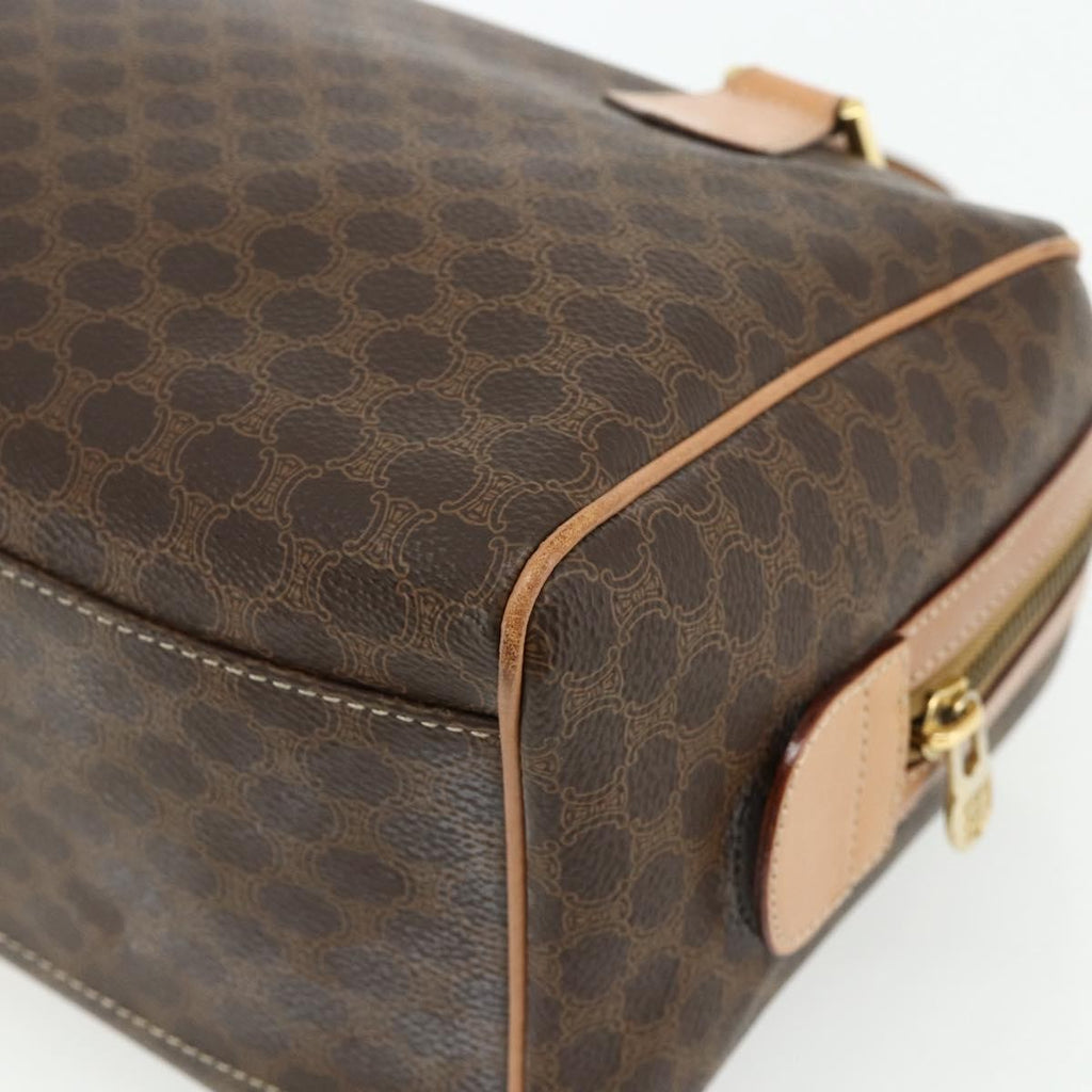 Celine Vintage Macadam Boston Bag Canvas And Leather Brown Canvas Handbag