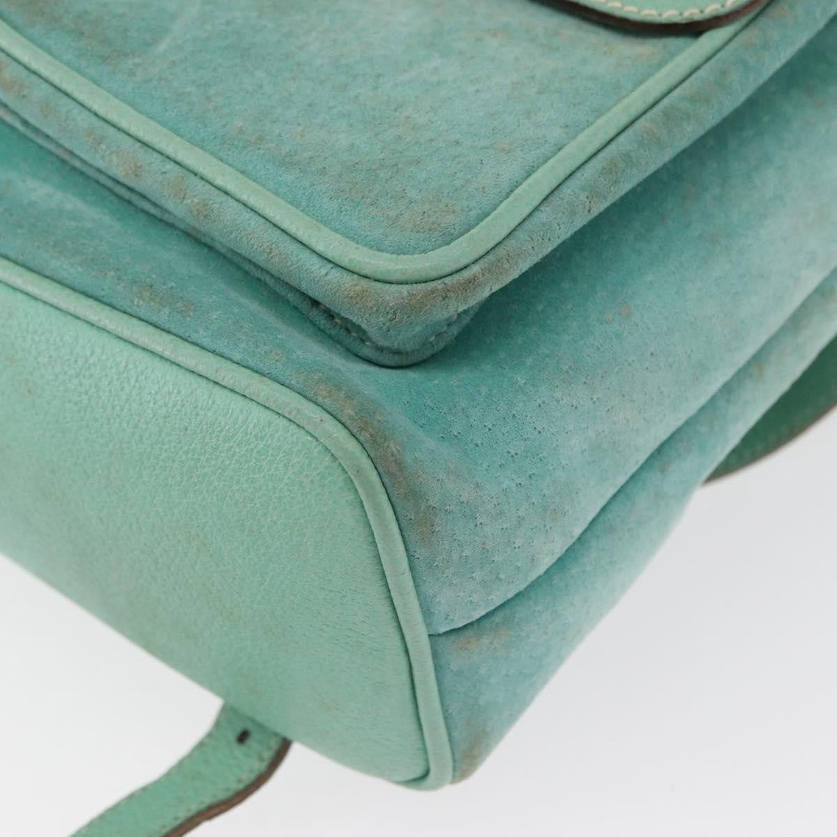 Gucci Vintage Bamboo Backpack Suede Green Suede Backpack Bag (Pre-Owned)