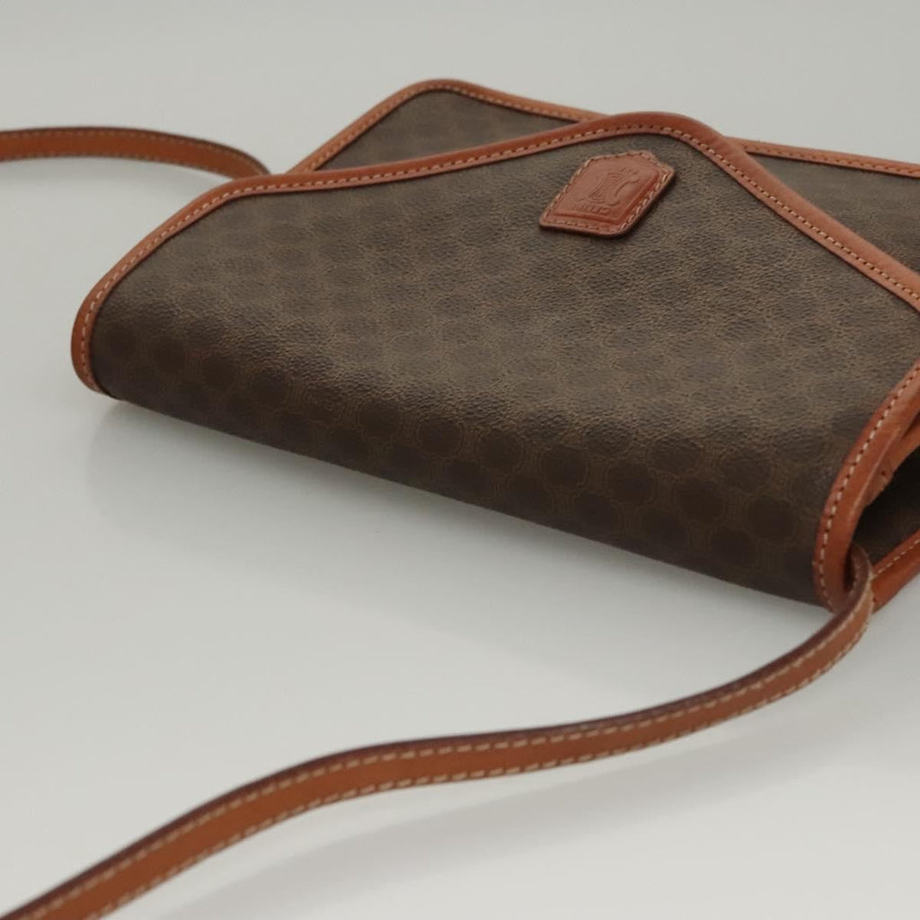 Celine Vintage Macadam Shoulder Bag Canvas And Leather Brown Canvas Shoulder Bag Bag