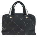 Chanel Travel Line Boston Bag Printed Nylon Black Nylon Handbag