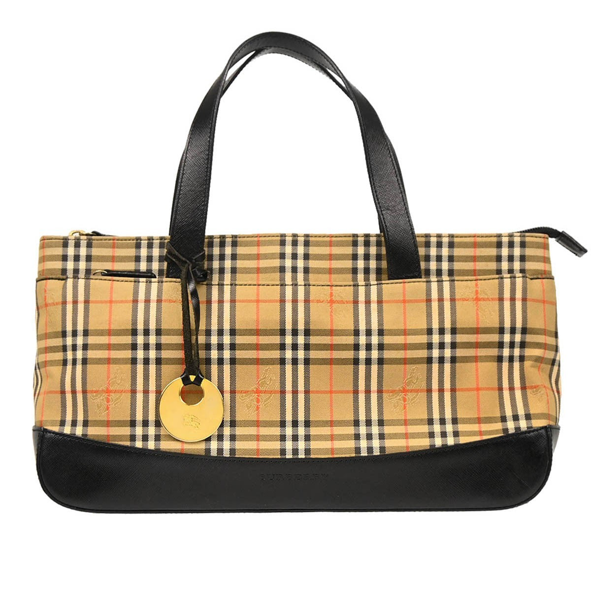 Burberry Nova Check Tote Nylon And Leather Beige Canvas Tote Bag