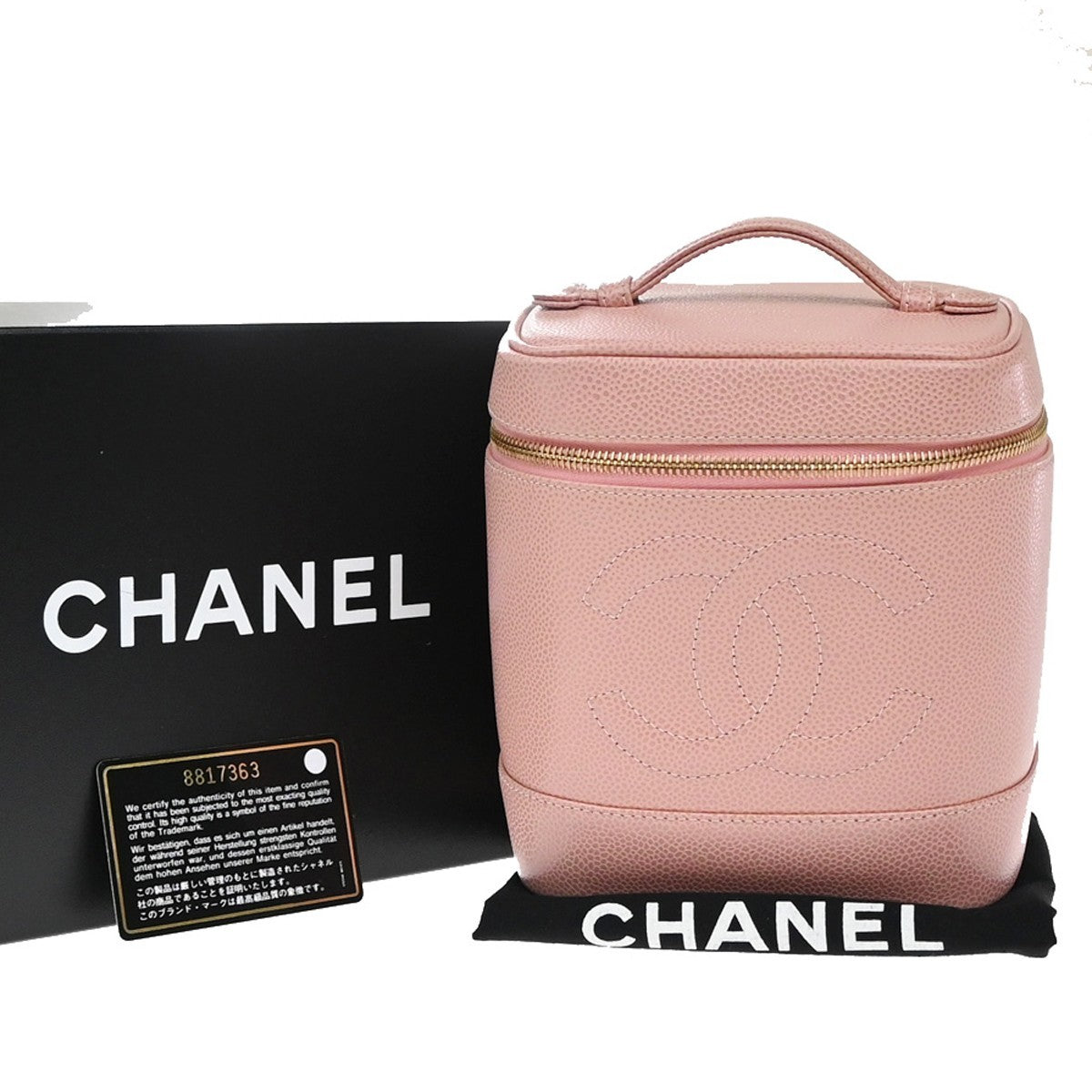 Chanel Vintage Timeless Cosmetic Case Caviar Pink Leather Handbag