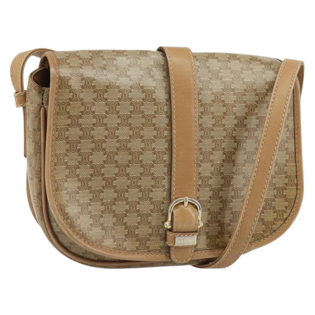 Celine Vintage Macadam Shoulder Bag Canvas Beige Canvas Shoulder Bag Bag