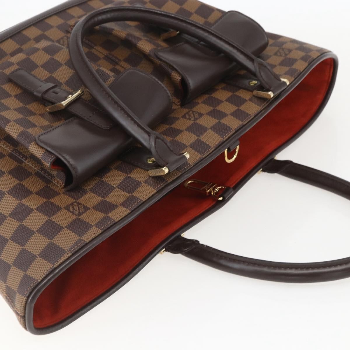 Louis Vuitton Manosque Handbag Damier Brown Canvas Tote Bag