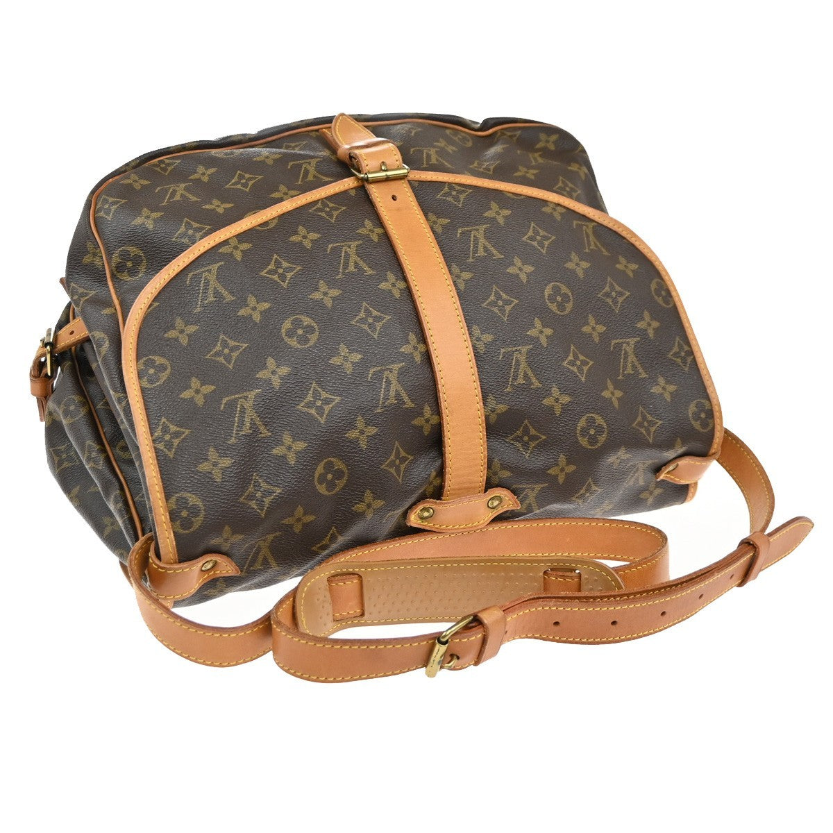 Louis Vuitton Saumur Handbag Monogram Canvas Brown Canvas Shoulder Bag