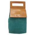 Celine Macadam Shoulder Bag Canvas Turquoise Suede Bag