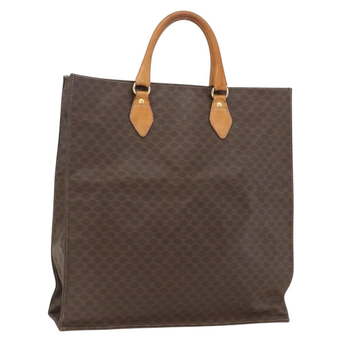 Celine Vintage Macadam Tote Bag Canvas Brown Canvas Tote Bag Bag