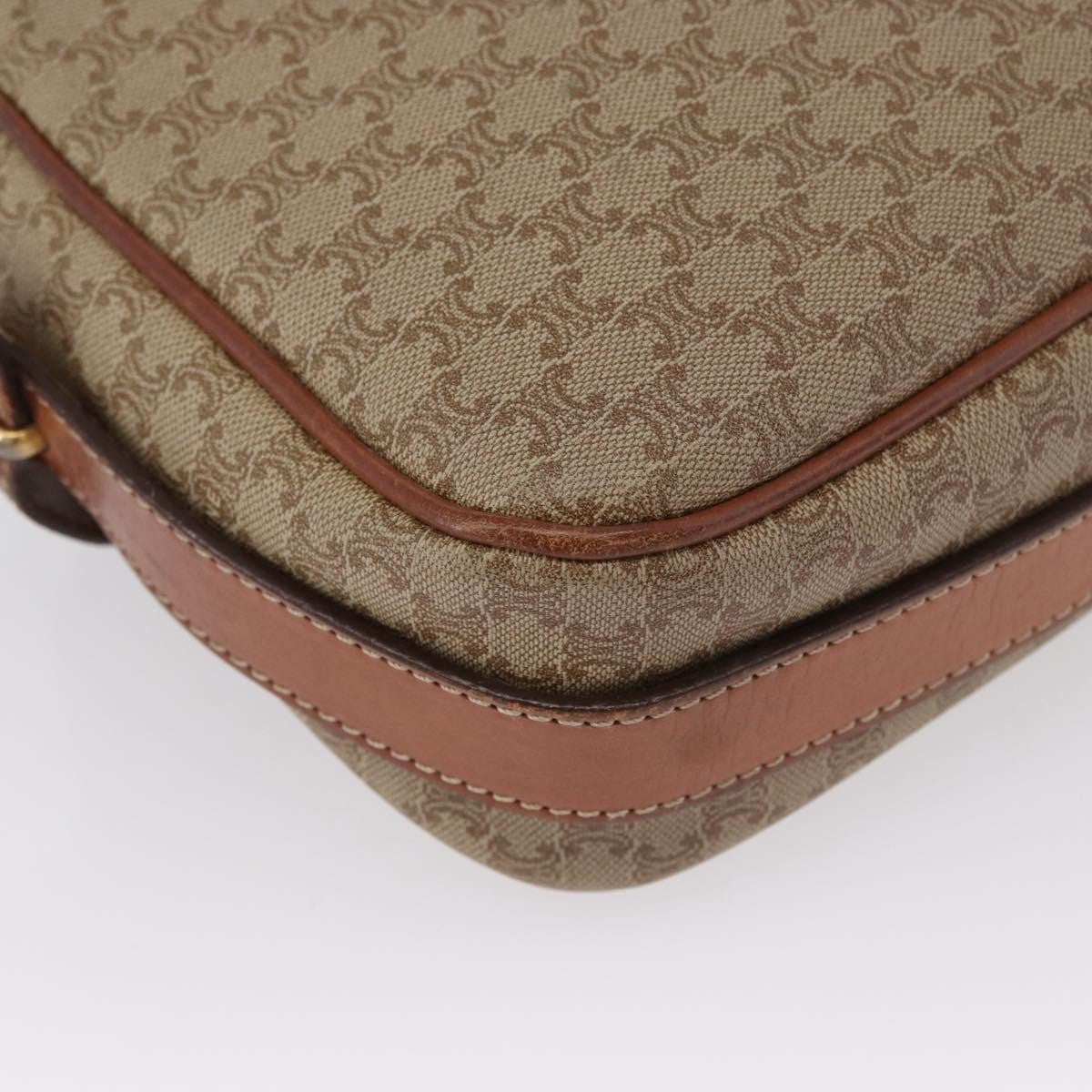 Celine Vintage Macadam Shoulder Bag Canvas And Leather Beige Canvas Shoulder Bag Bag