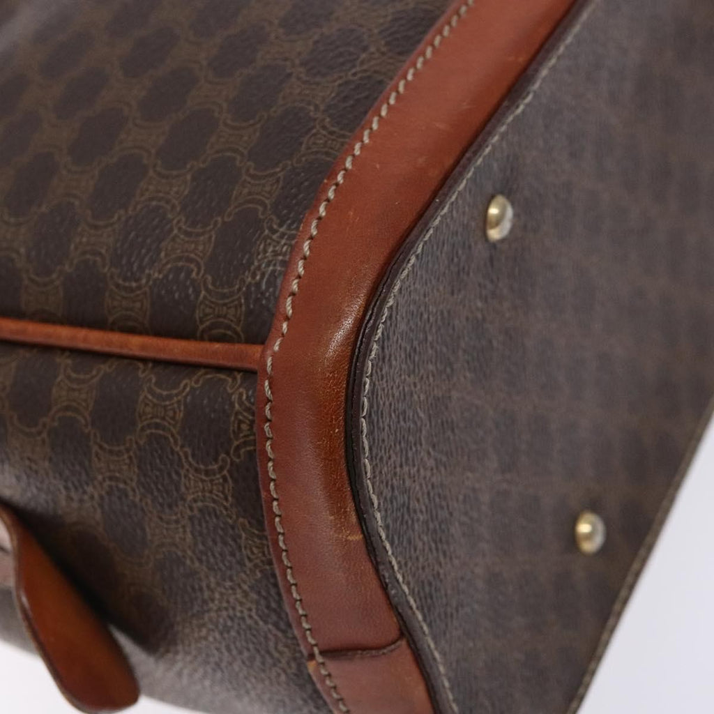 Celine Macadam Handbag Macadam With Leather Brown Canvas Handbag