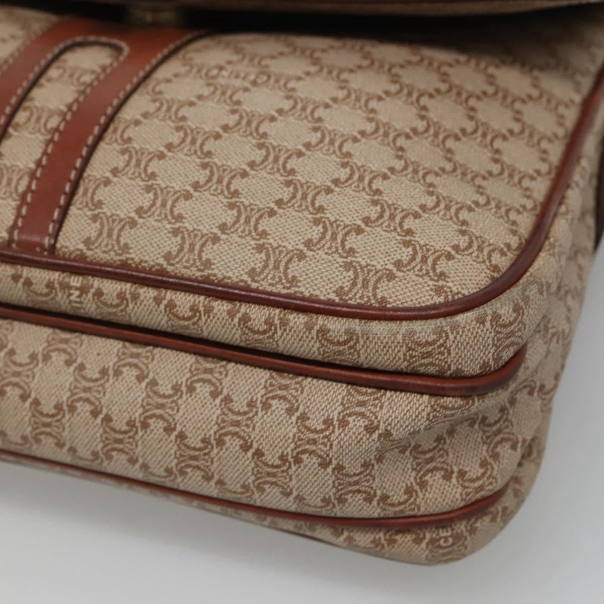 Celine Vintage Macadam Shoulder Bag Canvas And Leather Beige Canvas Shoulder Bag Bag