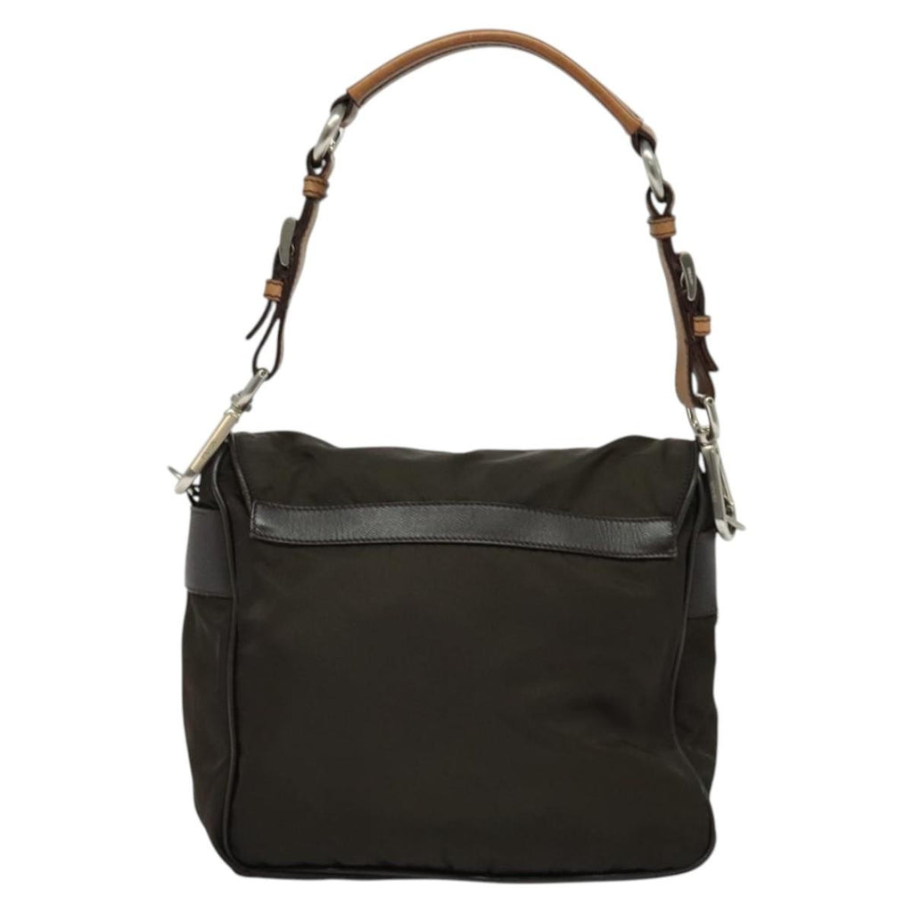 Prada Vintage Flap Shoulder Bag Nylon Khaki Nylon Shoulder Bag Bag