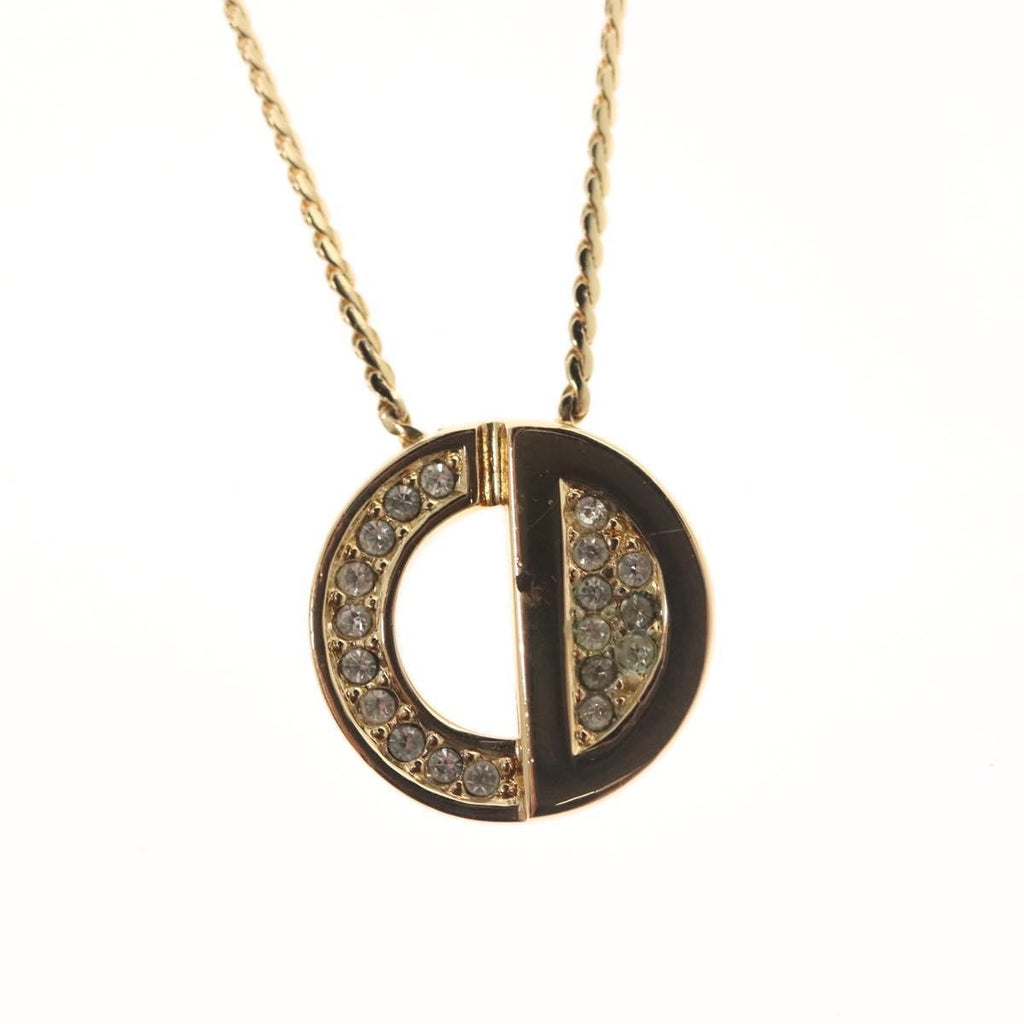 Christian Dior Cd Pendant Necklace Metal And Crystals Gold Metal Necklace Jewelry (Pre-Owned)