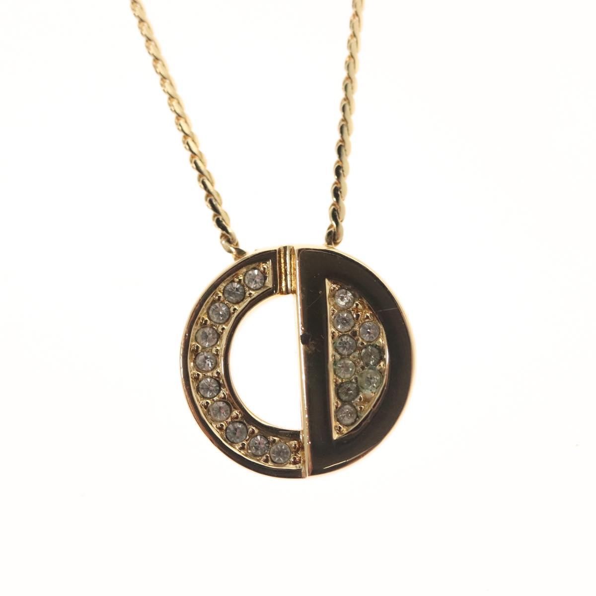 Christian Dior Cd Pendant Necklace Metal And Crystals Gold Metal Necklace Jewelry (Pre-Owned)