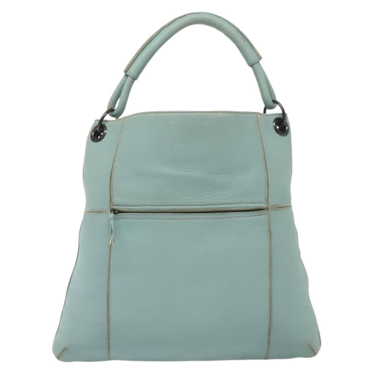 Bottega Veneta Front Zip Hobo Leather Blue Leather Bag