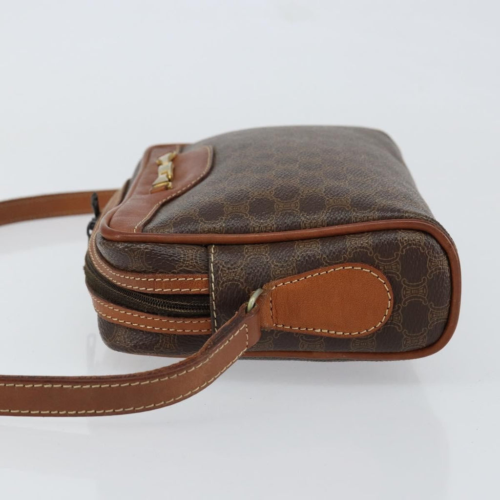 Celine Vintage Macadam Shoulder Bag Canvas And Leather Brown Canvas Shoulder Bag Bag