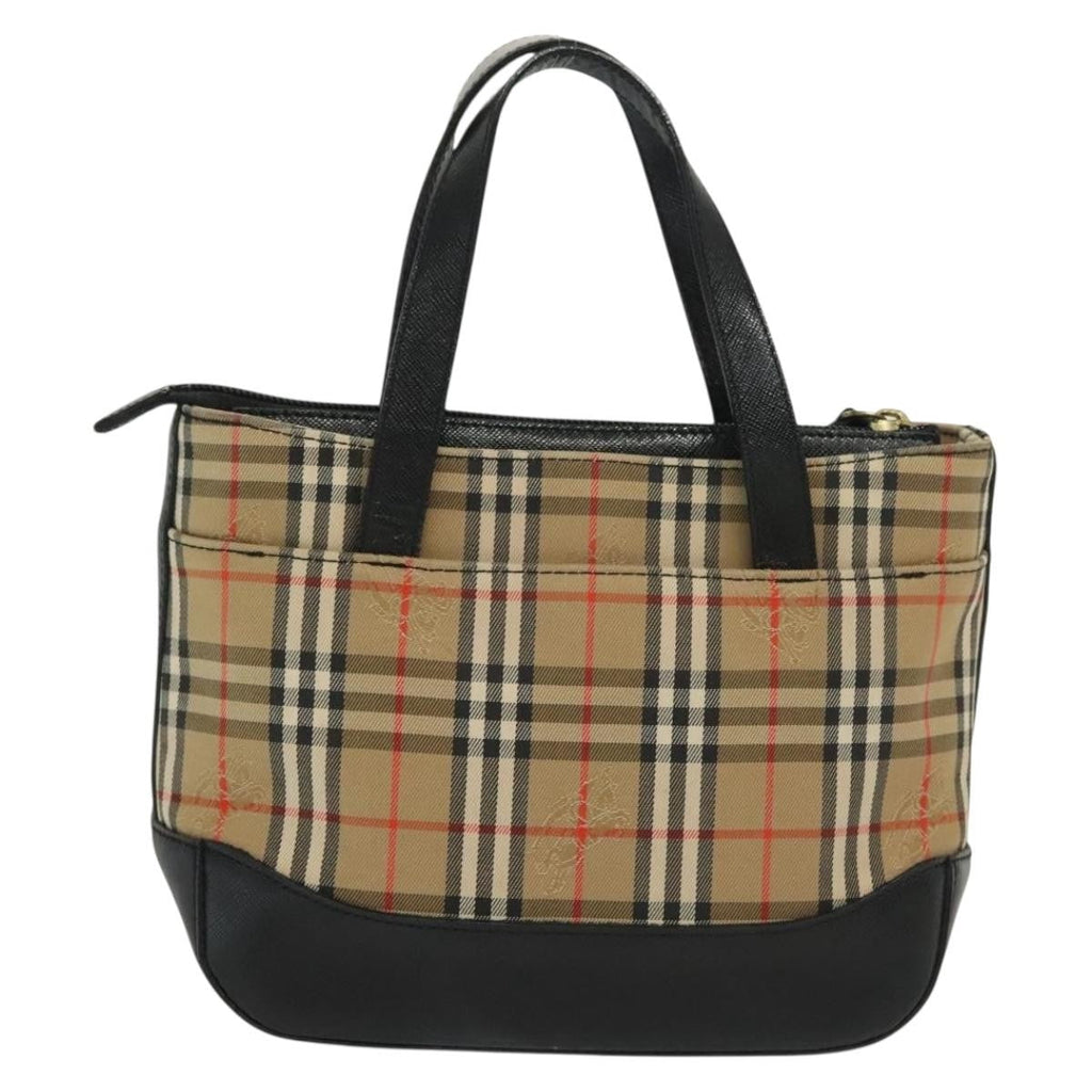 Burberry Nova Handbag Check Pattern Beige Canvas Bag