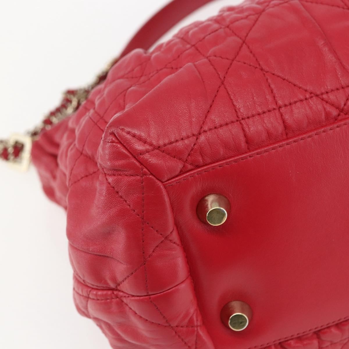 Christian Dior Delices Tote Cannage Quilt Leather Red Leather Tote Bag Bag (Pre-Owned)