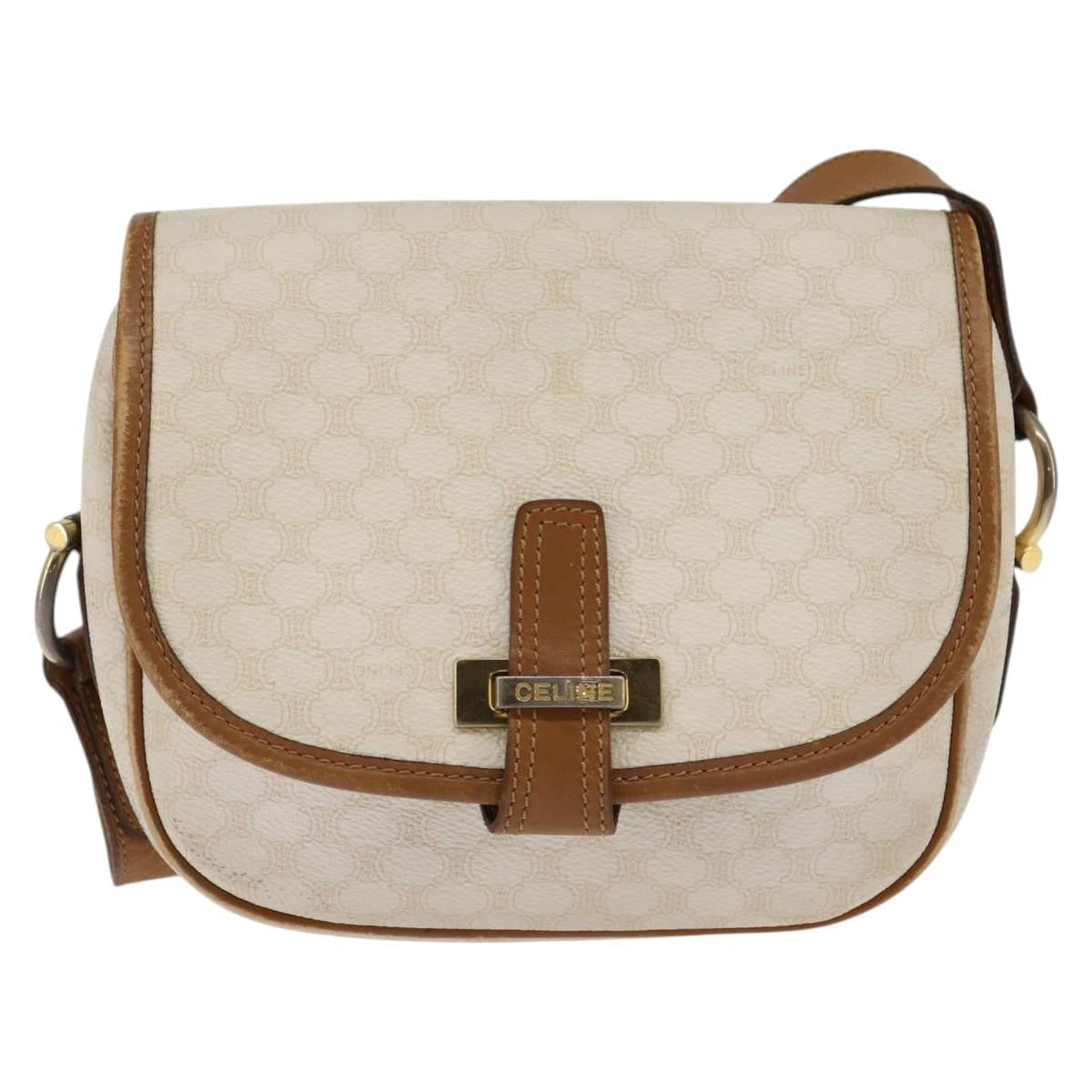 Celine Vintage Macadam Shoulder Bag Canvas And Leather Ecru Canvas Shoulder Bag Bag