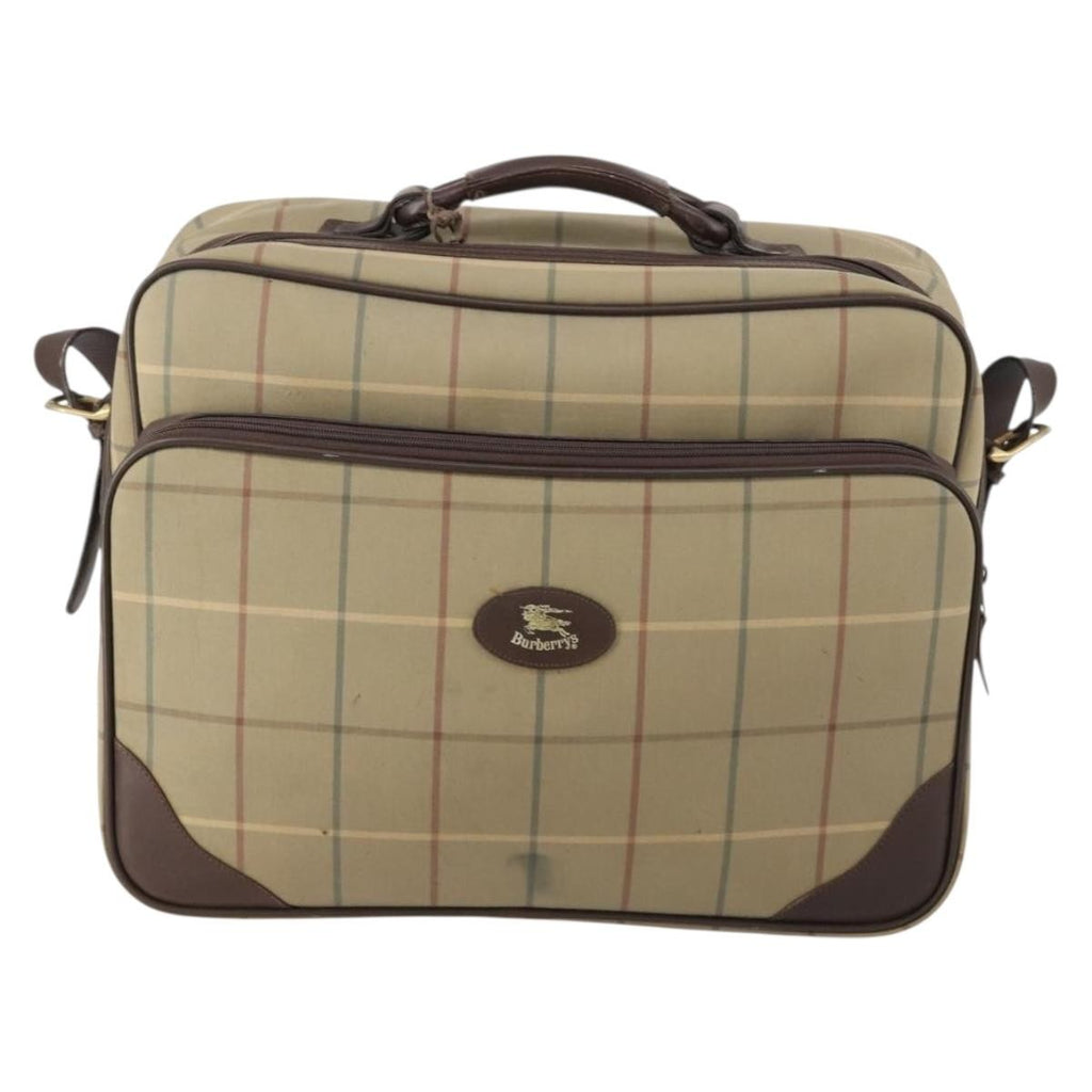 Burberry Nova Check Boston Bag Canvas Beige Canvas Travel Bag
