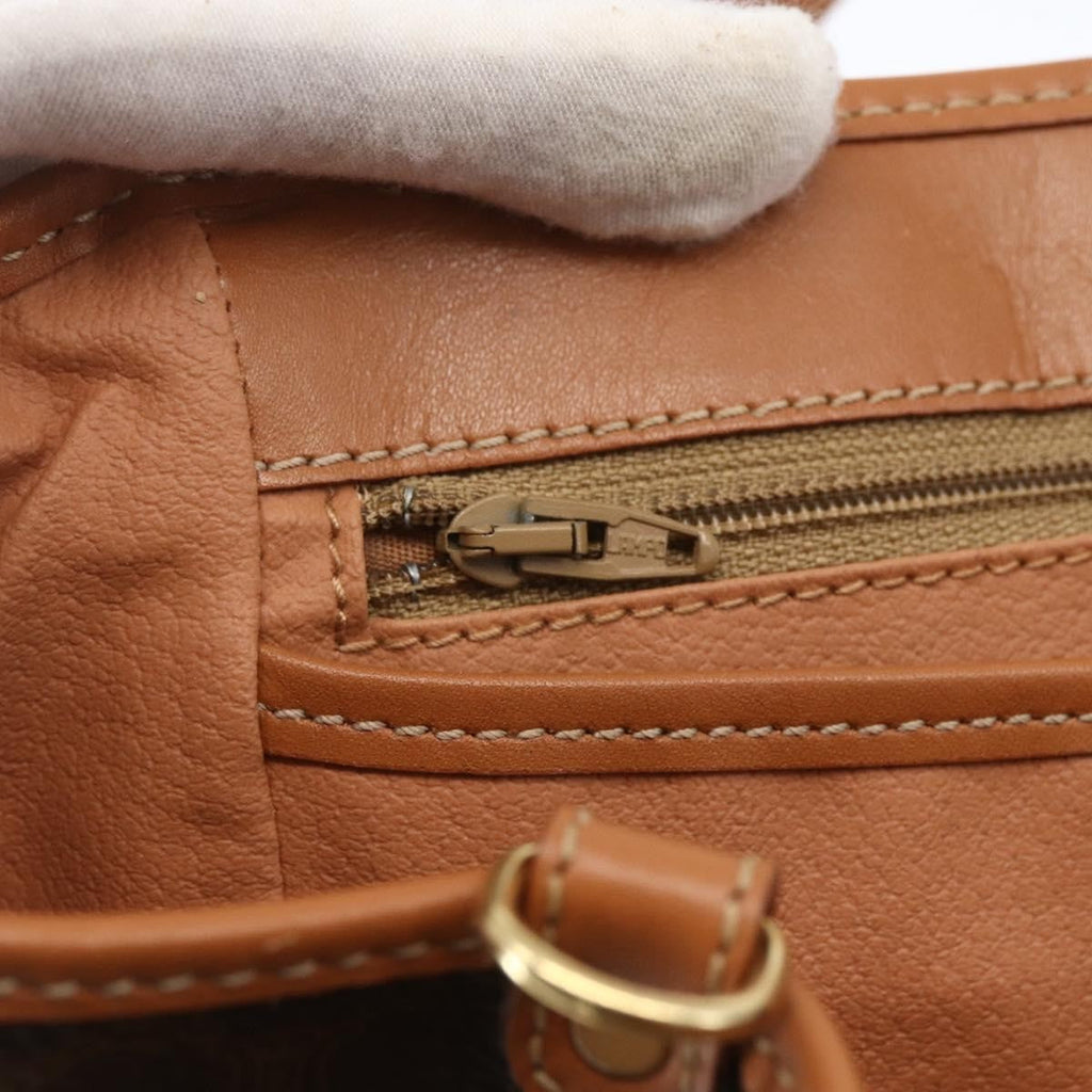 Celine Vintage Macadam Shoulder Bag Canvas And Leather Brown Canvas Shoulder Bag Bag