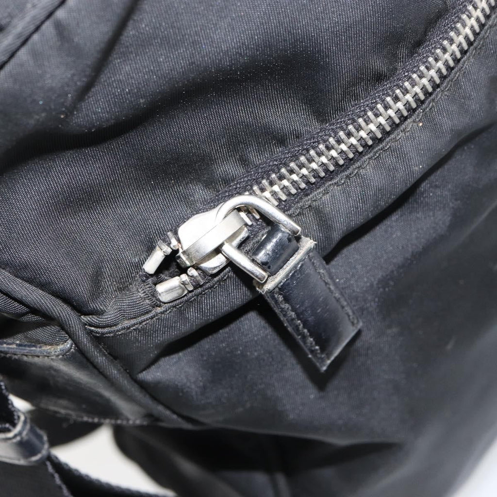 Prada Front Pocket Zip Messenger Bag Tessuto With Saffiano Leather Black Nylon Shoulder Bag Bag