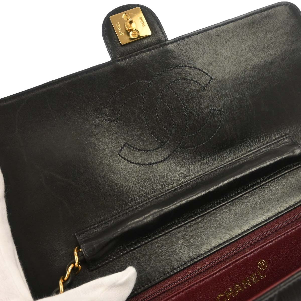 Chanel Flap Shoulder Bag Quilted Lambskin Black Leather Handbag