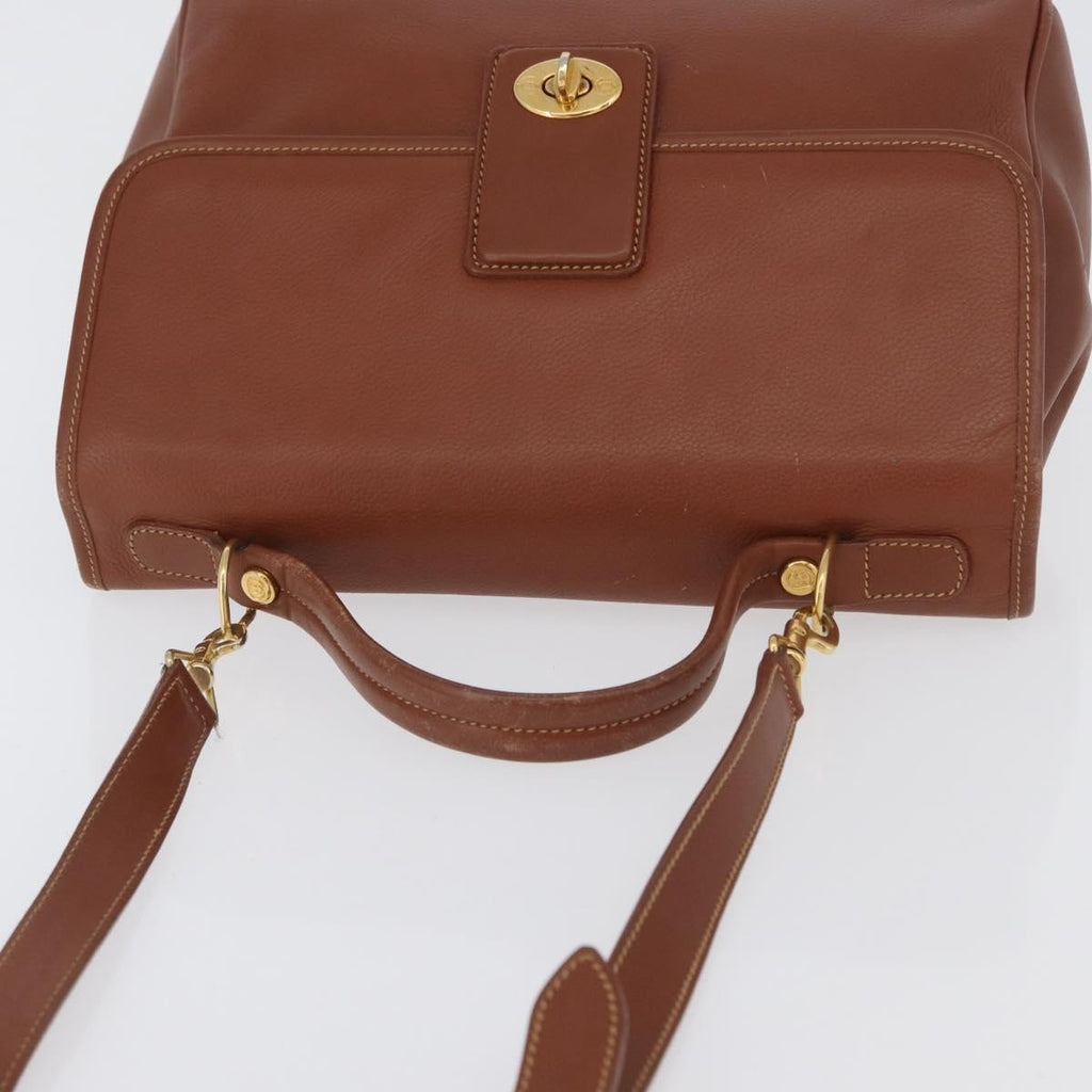 Gucci Vintage Handbag Leather Brown Leather Handbag (Pre-Owned)
